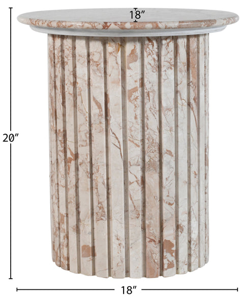 Celine Cream Genuine Marble End Table, 1 Piece