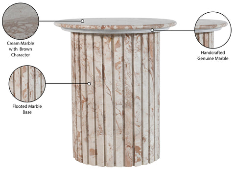Celine Cream Genuine Marble End Table, 1 Piece