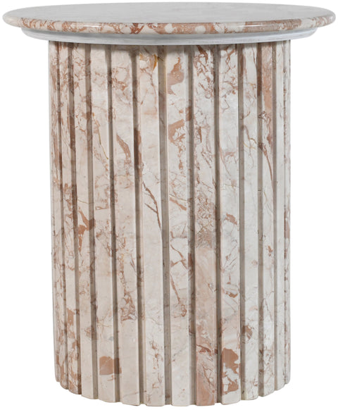 Celine Cream Genuine Marble End Table, 1 Piece