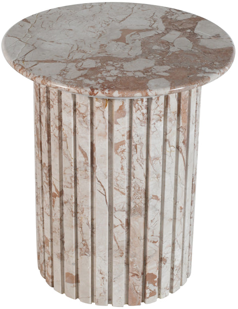 Celine Cream Genuine Marble End Table, 1 Piece