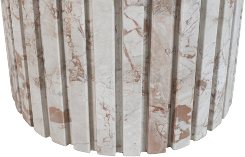 Celine Cream Genuine Marble End Table, 1 Piece