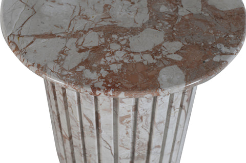 Celine Cream Genuine Marble End Table, 1 Piece