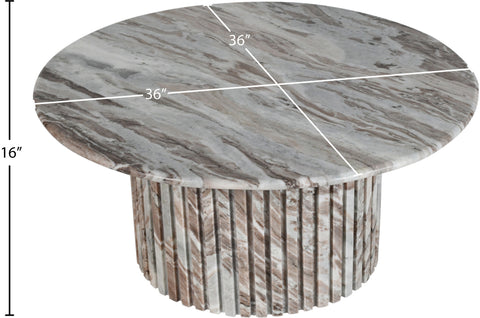 Celine Brown Genuine Marble Coffee Table, 1 Piece