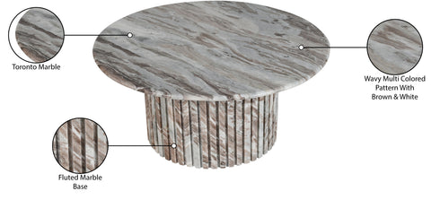 Celine Brown Genuine Marble Coffee Table, 1 Piece