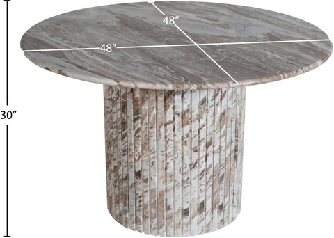 Celine 48" Brown Genuine Marble Dining Table, 1 Piece