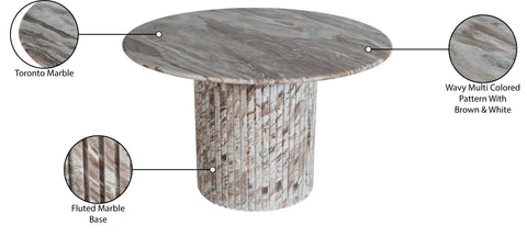 Celine 48" Brown Genuine Marble Dining Table, 1 Piece