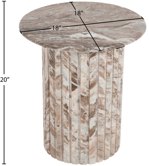 Celine Brown Genuine Marble End Table, 1 Piece