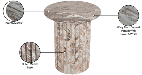 Celine Brown Genuine Marble End Table, 1 Piece