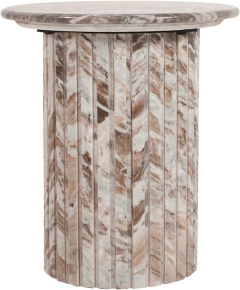 Celine Brown Genuine Marble End Table, 1 Piece