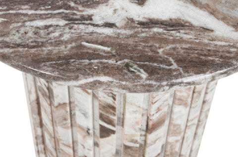 Celine Brown Genuine Marble End Table, 1 Piece