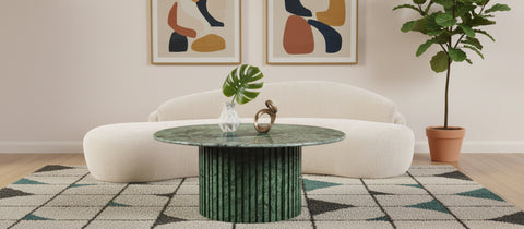 Celine Green Genuine Marble Coffee Table, 1 Piece