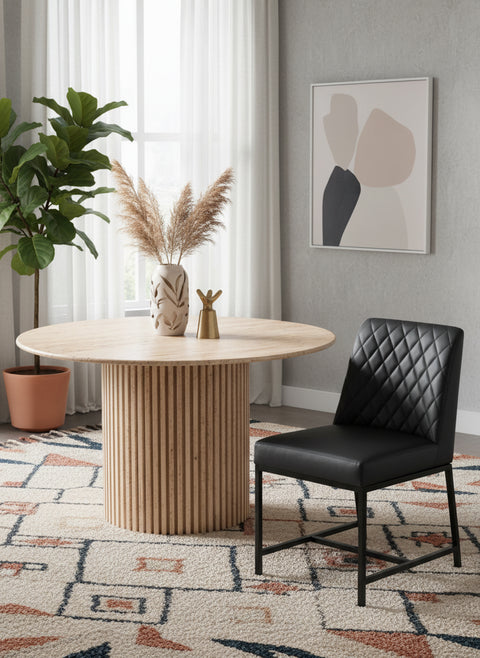 Celine 48" Natural Travertine Dining Table, 1 Piece
