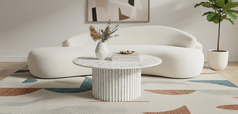 Celine White Genuine Marble Coffee Table, 1 Piece
