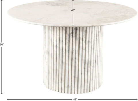 Celine 48" White Genuine Marble Dining Table, 1 Piece