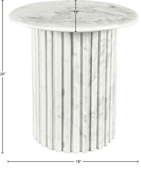 Celine White Genuine Marble End Table, 1 Piece