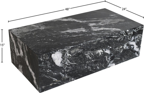 Mira Black Genuine Marble Coffee Table, 1 Piece