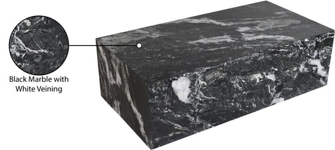 Mira Black Genuine Marble Coffee Table, 1 Piece