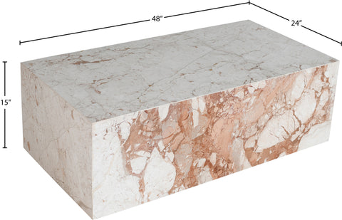 Mira Cream Genuine Marble Coffee Table, 1 Piece