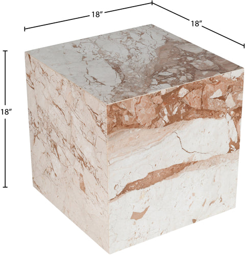 Mira Cream Genuine Marble End Table, 1 Piece