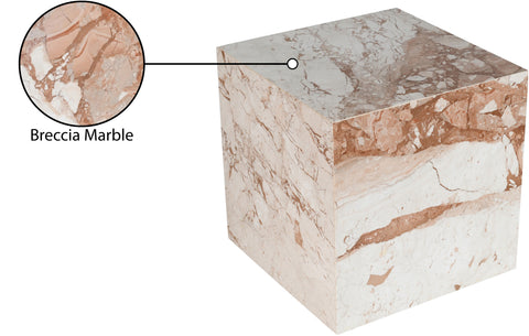 Mira Cream Genuine Marble End Table, 1 Piece