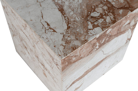 Mira Cream Genuine Marble End Table, 1 Piece