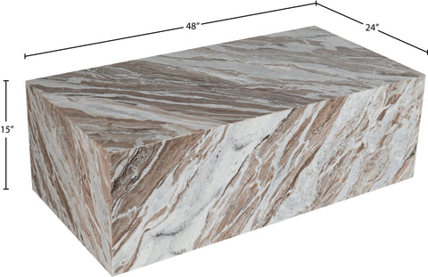 Mira Brown Genuine Marble Coffee Table, 1 Piece