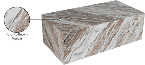 Mira Brown Genuine Marble Coffee Table, 1 Piece