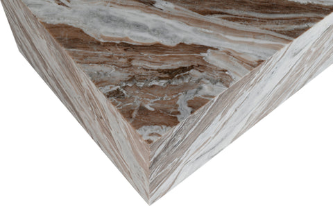Mira Brown Genuine Marble Coffee Table, 1 Piece