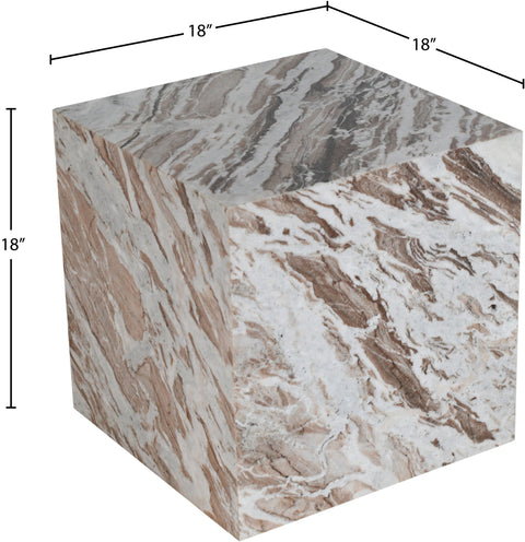 Mira Brown Genuine Marble End Table, 1 Piece