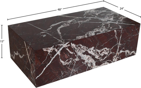 Mira Red Genuine Marble Coffee Table, 1 Piece