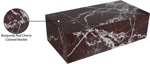 Mira Red Genuine Marble Coffee Table, 1 Piece