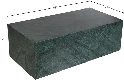 Mira Green Genuine Marble Coffee Table, 1 Piece