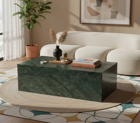 Mira Green Genuine Marble Coffee Table, 1 Piece