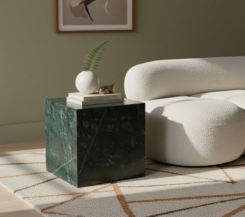 Mira Green Genuine Marble End Table, 1 Piece