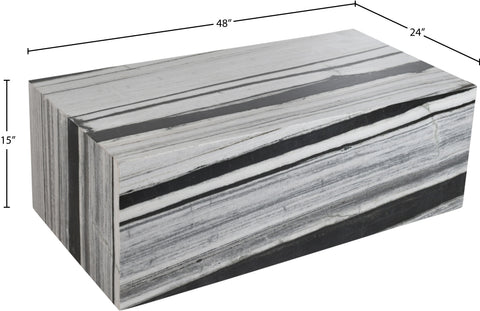 Mira Black Genuine Marble Coffee Table, 1 Piece (Style 2)