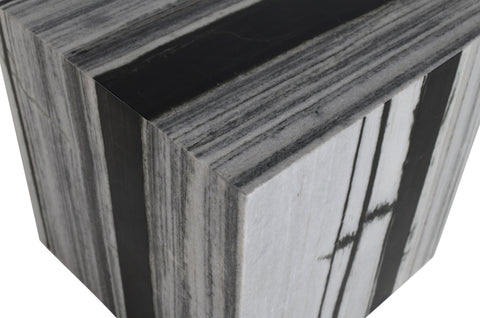 Mira Black Genuine Marble End Table, 1 Piece (Style 2)