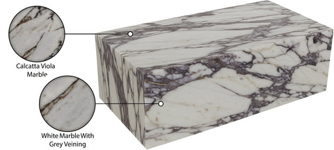 Mira White Genuine Marble Coffee Table, 1 Piece