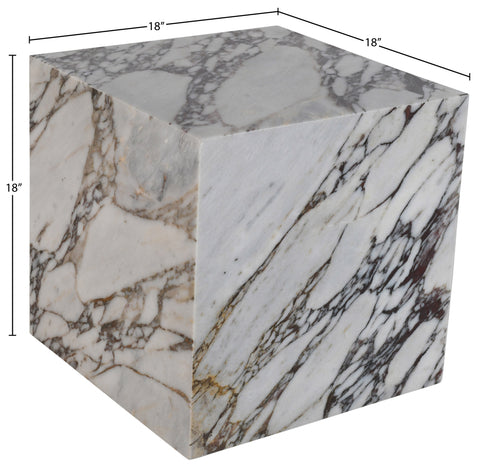 Mira White Genuine Marble End Table, 1 Piece