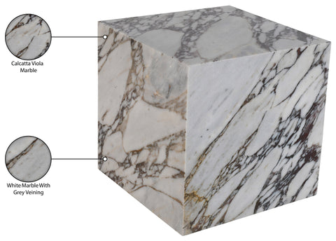 Mira White Genuine Marble End Table, 1 Piece