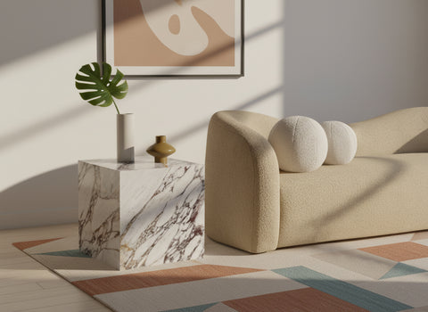 Mira White Genuine Marble End Table, 1 Piece