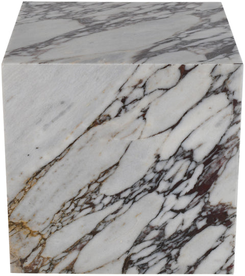 Mira White Genuine Marble End Table, 1 Piece