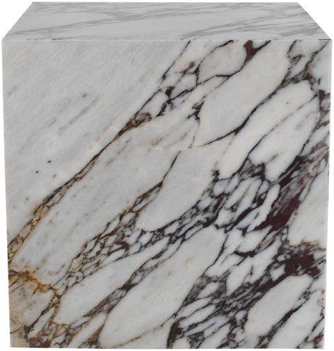 Mira White Genuine Marble End Table, 1 Piece