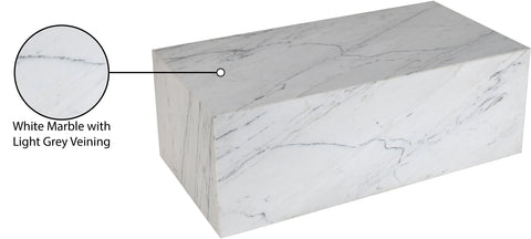Mira White Genuine Marble Coffee Table, 1 Piece (Style 2)