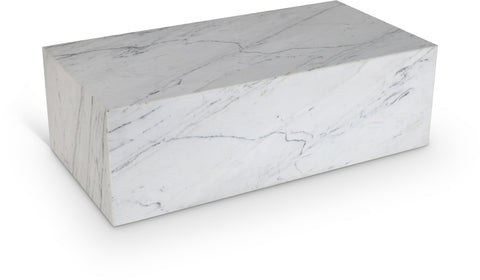 Mira White Genuine Marble Coffee Table, 1 Piece (Style 2)