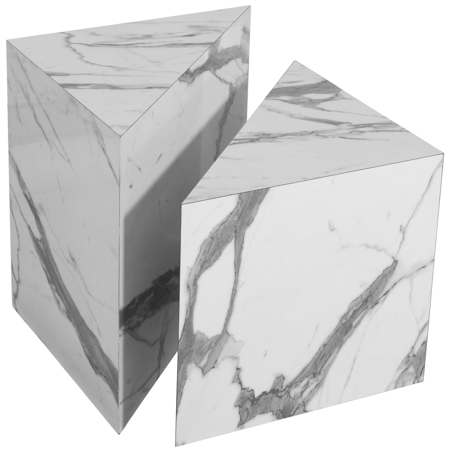 clara white faux marble end table et