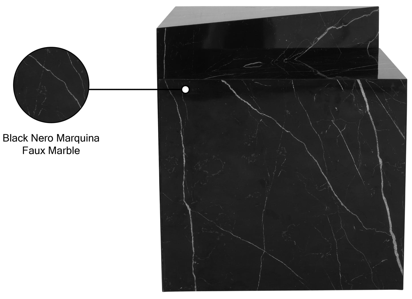 clara black faux marble end table et