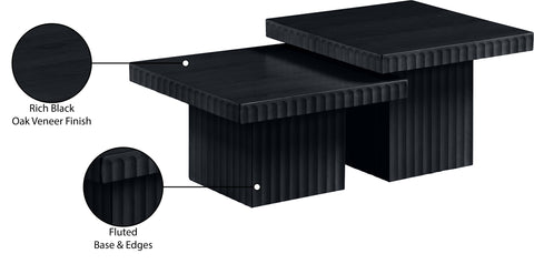 Camden Black Solid Wood And Oak Veneer Coffee Table, 2-Piece