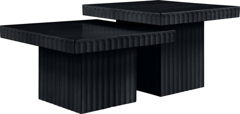 Camden Black Solid Wood And Oak Veneer Coffee Table, 2-Piece