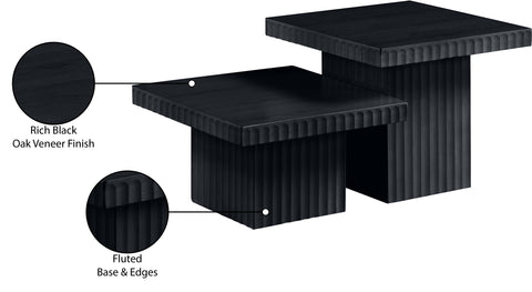 Camden Black Solid Wood And Oak Veneer Coffee Table, 2-Piece (Style 2)