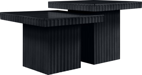 Camden Black Solid Wood And Oak Veneer Coffee Table, 2-Piece (Style 3)